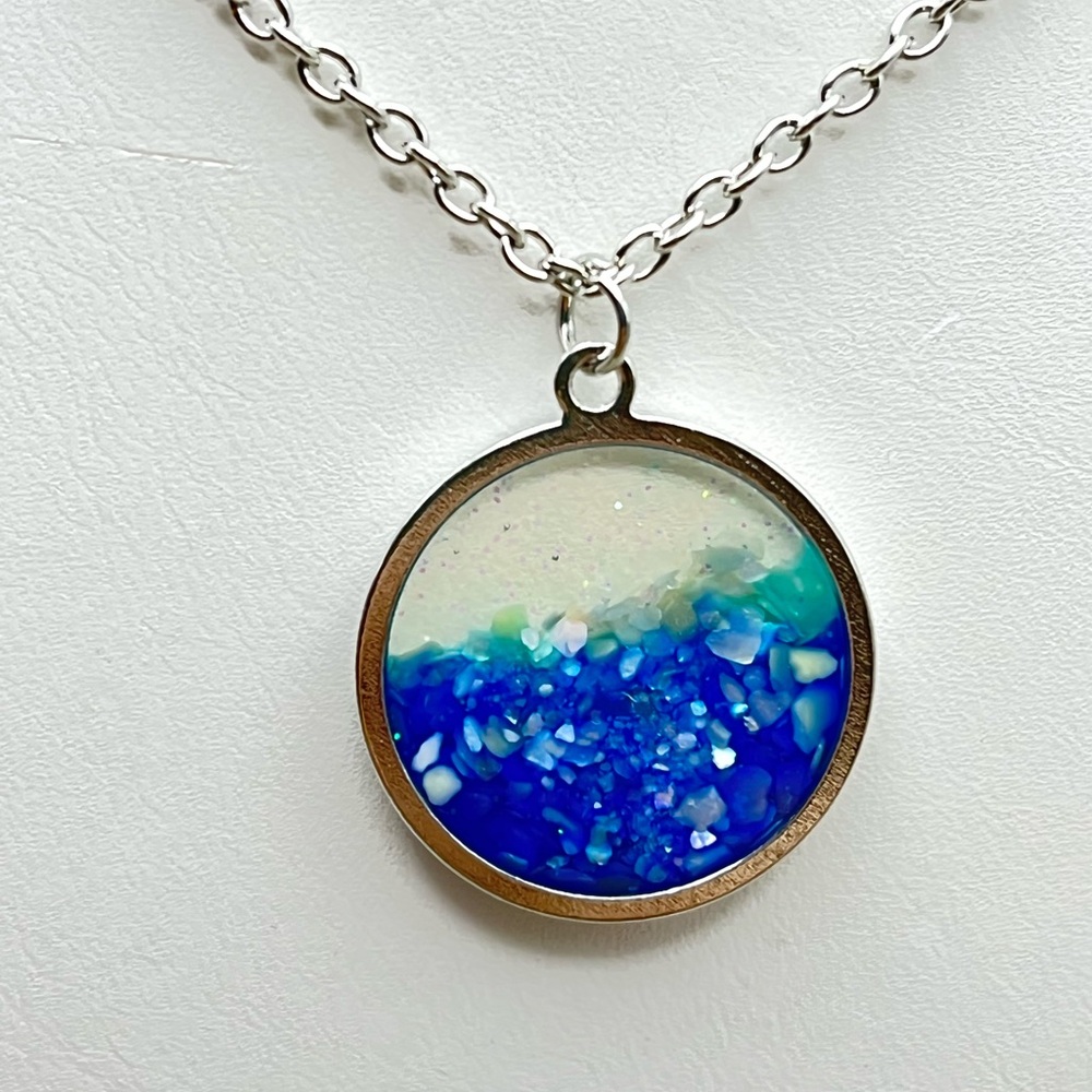 Blue and Silver Pendant Necklace